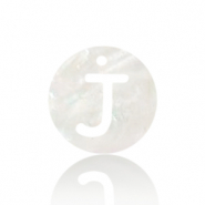 Muschel Anh&auml;nger S&uuml;&szlig;wasserperlmutt Buchstaben J White (Naturliche Farbe Muschel)