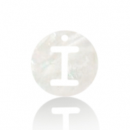 Muschel Anh&auml;nger S&uuml;&szlig;wasserperlmutt Buchstaben I White (Naturliche Farbe Muschel)