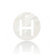 Muschel Anh&auml;nger S&uuml;&szlig;wasserperlmutt Buchstaben H White (Naturliche Farbe Muschel)