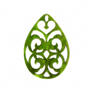 Resin Anh&auml;nger Tropfen Barock 38x27mm Guacamole green