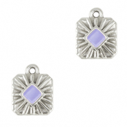 Metall Anh&auml;nger DQ Viereck Antik silber-lavender purple (nikkelvrij)