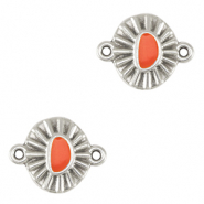 Metall Anhänger DQ Zwischenstück Antik silber-coral red (nikkelvrij)