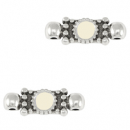 Metall Anhänger DQ Zwischenstück Antik silber-ivory white (nikkelvrij)