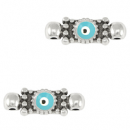 Metall Anhänger DQ Zwischenstück Nazar Auge Antik silber-light blue (nikkelvrij)