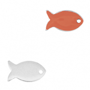 Metall Anh&auml;nger DQ Fisch Antik silber-coral red (nikkelvrij)