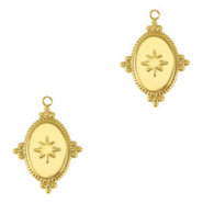 Stainless Steel - Rostfrei Stahl Anhänger Oval Stern Gold