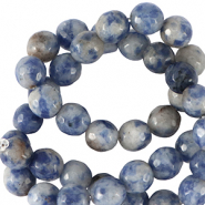Naturstein Perlen Sodalith und Mikrokline 8mm Facett geschliffen Dark blue-white