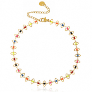 Fusskettchen aus Stainless Steel - Rostfreiem Stahl Kettenglieder Enamel Gold-Multicolour&nbsp;