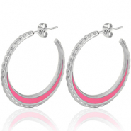 Ohrringe aus Stainless Steel - Rostfreiem Stahl Creolen 30mm Silver-bright pink