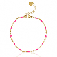 Armbänder aus Stainless Steel - Rostfreiem Stahl Neon fuchsia pink-gold