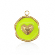 Stainless Steel - Rostfrei Stahl Anh&auml;nger Heart Gold-neon yellow