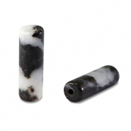 Naturstein Perlen Jaspis Tubes Black-white