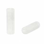 Naturstein Perlen Milchquarz Tubes White