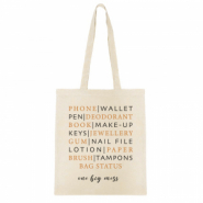 Baumwolltasche "Bag status one big mess" Ecru beige