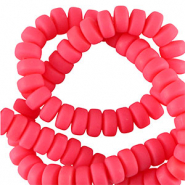 Polymer Perlen Rondell 7mm Neon coral pink