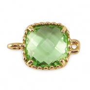 Kristallglas Zwischenst&uuml;cke Viereck Apple green-gold