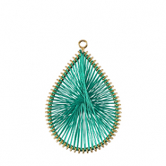 Gehäkelte Anhänger mit Makramee Band Tropfen Gold-cabana green