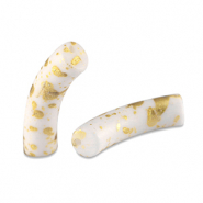 Acryl perlen Tube matt White-gold