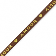 Schmuckband mit Text "amour" Brown-gold