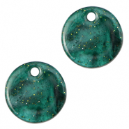 Resin Anh&auml;nger Glitzer 12mm Multicolor green