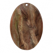 Resin Anh&auml;nger Oval Glitzer Multicolor brown