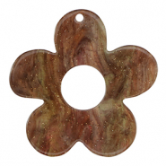 Resin Anh&auml;nger Blume Glitzer Multicolor brown