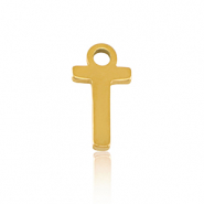 Stainless Steel - Rostfrei Stahl Anh&auml;nger Initial T Gold