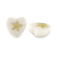Glasperlen Herz shell look star White-gold