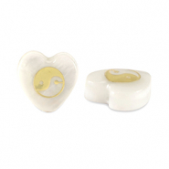 Glasperlen Herz shell look Yin & Yang White-gold