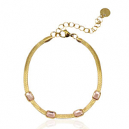 Snake Armbänder aus Stainless Steel - Rostfreiem Stahl Crystal Gold-pink