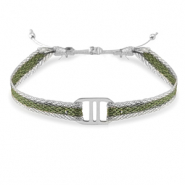 Armb&auml;nder Schmuckband mit Rostfrei Stahl Zwischenst&uuml;ck Green-silver