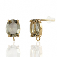 Ohrringe / Ohrstecker aus Kristallglas mit Öse Oval Brown-gold