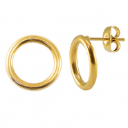 Stainless Steel - Rostfrei Stahl Schmuckzubeh&ouml;r Ohrringe / Ohrstecker 14mm Gold