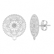 Stainless Steel - Rostfrei Stahl Schmuckzubeh&ouml;r Ohrringe / Ohrstecker 15mm mit &Ouml;se Silver