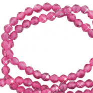 Naturstein Perlen Facett geschliffen 3mm Magenta pink-pearl shine coating