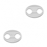 Metall Anhänger DQ Zwischenstück oval Antik silber (Nickelfrei)