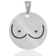 Stainless Steel - Rostfrei Stahl Anh&auml;nger Br&uuml;ste Silber