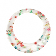 Resin Anhänger mit getrockneter Blume 39mm Gold-multicolour