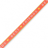 Schmuckband mit Text "best friends" Coral red-lime green
