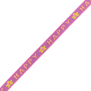 Schmuckband mit Text "happy" Sheer lilac-coral pink