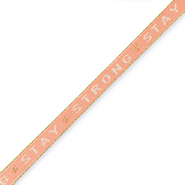 Schmuckband mit Text "stay strong" Coral red-beige