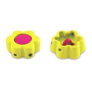 Tile beads Blume Yellow-magenta pink