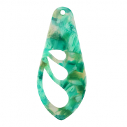 Resin Anh&auml;nger Fl&uuml;gel Turquoise-green