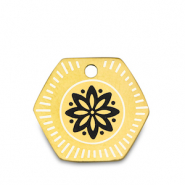 Stainless Steel - Rostfrei Stahl Anh&auml;nger Blume Gold