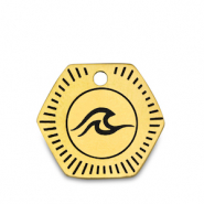 Stainless Steel - Rostfrei Stahl Anh&auml;nger Welle Gold