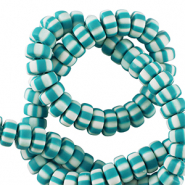 Polymer Perlen Rondell 7mm White-baltic turquoise blue