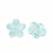Acryl Perlen Blume Transparent turquoise blue