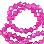 Glas Top Facett Perlen Bicone 3mm Neon pink