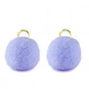 Pompom Anh&auml;nger mit &Ouml;se 10mm Gold-periwinkle purple