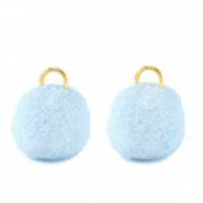 Pompom Anh&auml;nger mit &Ouml;se 10mm Gold-carolina blue